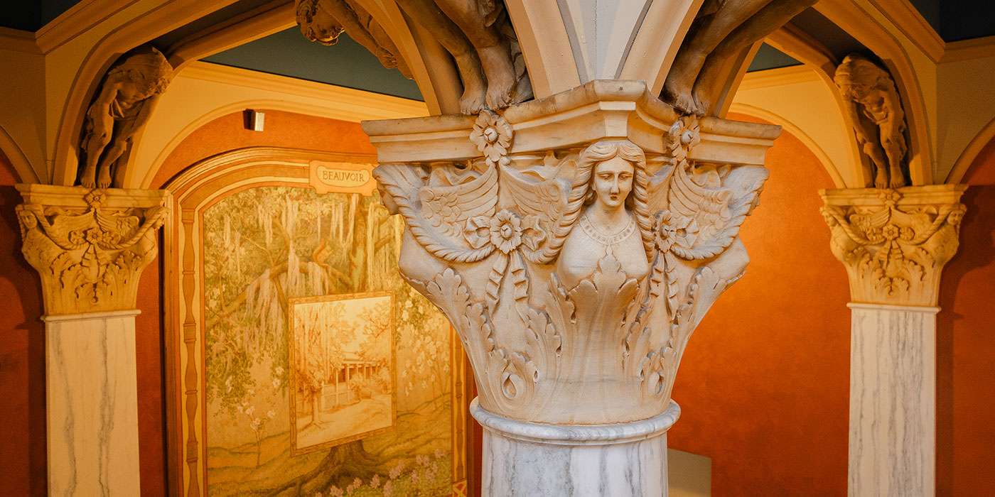 Decorative pillars in the Julia Ideson building.