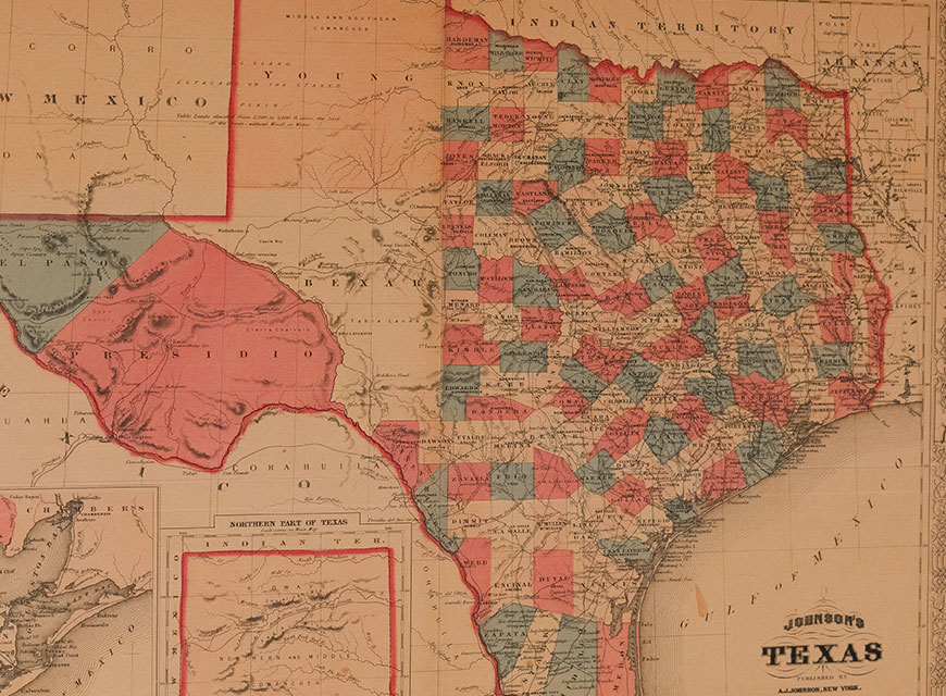 Archival map of Texas.