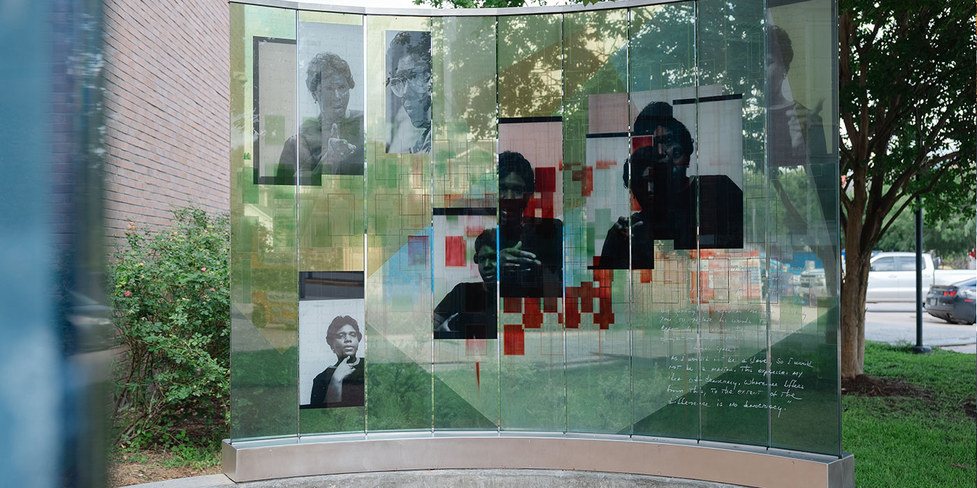 Outdoor art installation at the Gregory School.