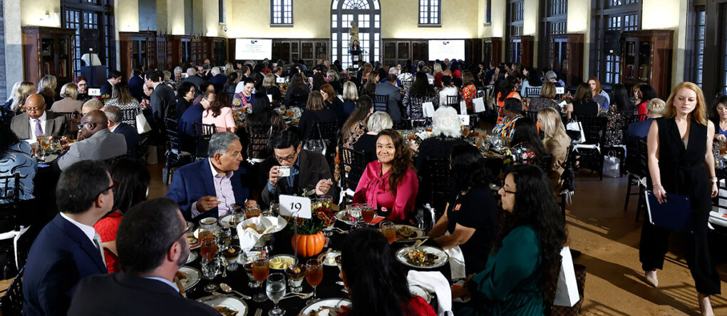 A festive crowd at a Houston Public Library Foundation event.
