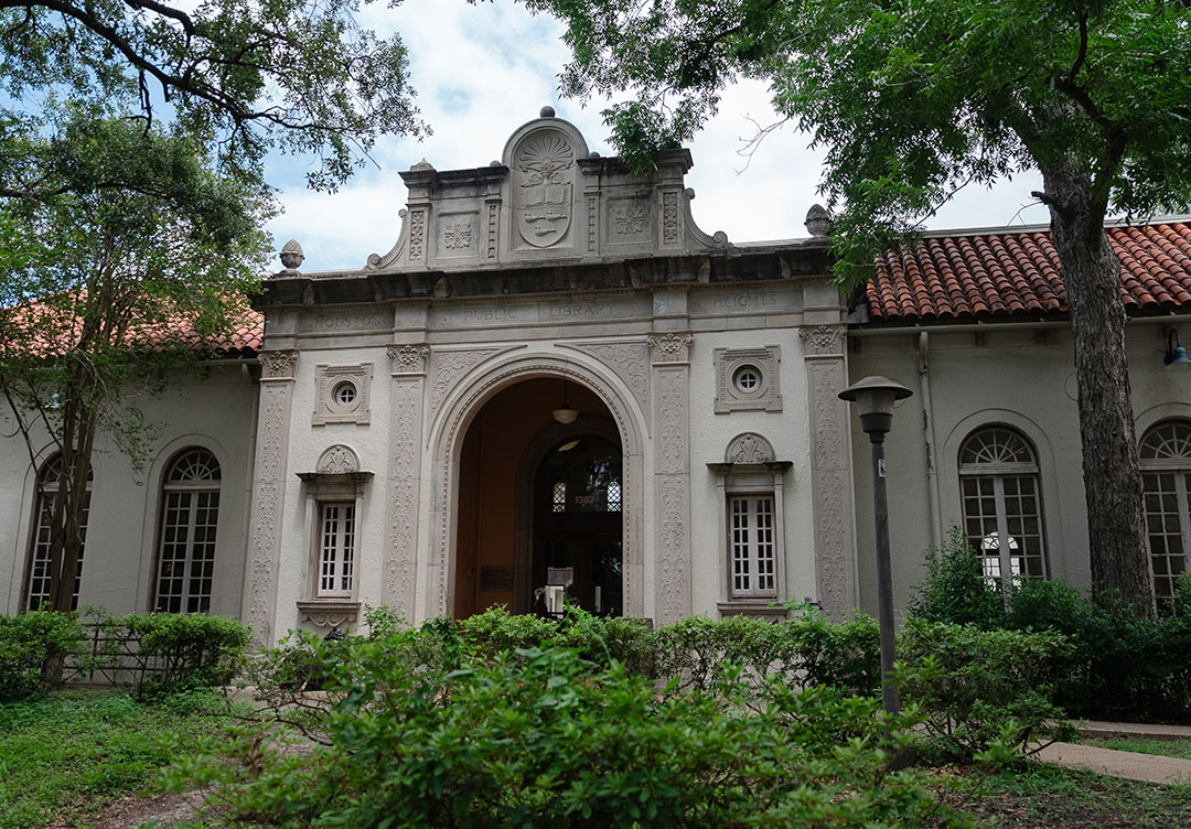 The facade of the Heights Library.